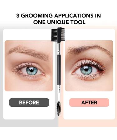 2pcs Eyebrow Eyelash Shaper Brush - Double Head Makeup Tool | 3 Spoolie Brushes for Grooming & Separating Lashes - EC-01 - Buy Online on GoSupps.com