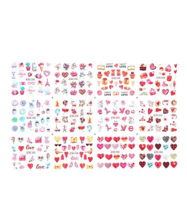 12Design/Sheet Nail Art Decoration Kiss Lip Water Transfer Manicure Russian Letter Nail Stickers Love Valentines Design(01) Style01