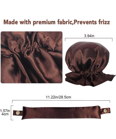 Sleep In Heatless Hair Curlers for Long & Medium Hair - 2 Piece DIY Hair Styling Kit in Brown Deep Brown - Soft Satin Caps included - Buy Online on GoSupps.com