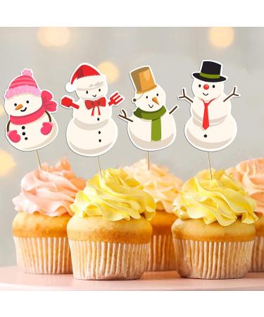 Biird 32 PCS Christmas Cupcake Toppers Merry Christmas cupcake decorations Christmas Cupcake Picks Cake Decorations for Xmas Snowman Theme Cake Decoration Supplies - Buy Online on GoSupps.com