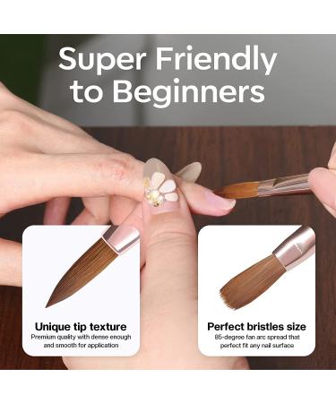 Modelones Kolinsky Acrylic Nail Brush - Size 8 | 100% Pure Sable Hair | Rose Gold Handle | Nail Art Brush for Acrylic Application - Buy Online on GoSupps.com