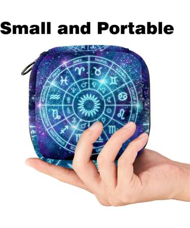 Zodiac Circle Menstruation Pad Bag with Zipper | Women's Tampon & Napkin Collection Bag - Cosmos Pattern - Buy Online on GoSupps.com