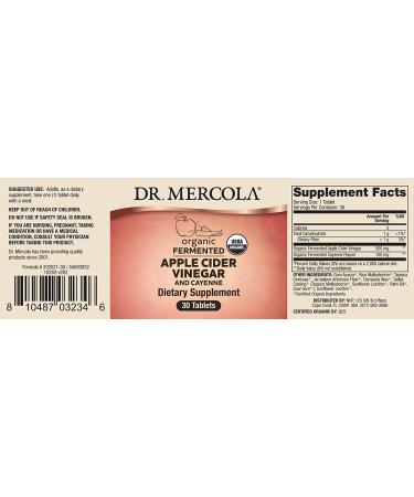 Dr. Mercola Organic Fermented Apple Cider Vinegar & Cayenne - 30 Tablets for Digestive Health - Buy Online on GoSupps.com