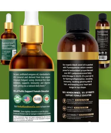 Herbal Goodness Oil of Oregano with Black Seed Oil - Organic Cold Pressed Gluten Free Essential Oils for Skin Vitamin E Black Cumin Seed Oil for Wellness Support - 2-Pack Bundle - Buy Online on GoSupps.com