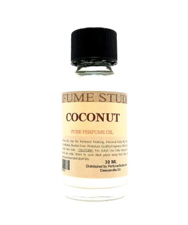 Coconut Perfume Oil for Perfume Making Personal Body Oil Soap Candle Making & Incense Splash-On Clear Glass Bottle. Premium Quality Undiluted & Alcohol Free (1oz Coconut Fragrance Oil)