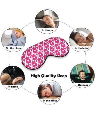 Pink Ribbon Breast Cancer Sleep Mask - Adjustable Strap Eye Cover for Men and Women - Ideal for Travel, Night, and Nap - Light Blocking Blindfold - Buy Online on GoSupps.com