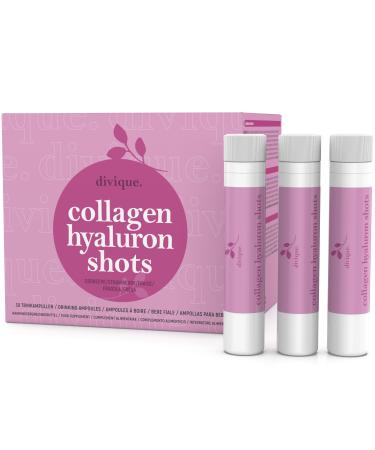 Divique collagen drinking ampoules with hyaluronic acid (30 pieces) - 4 000mg collages + 100mg hyaluronic acid - with vitamin C biotin zinc copper selenium - sweetened with flower honey & stevia - strawberry taste - Buy Online on GoSupps.com