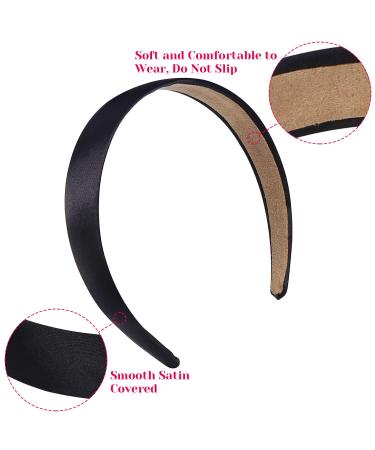 Anezus 16 Pcs Satin Headbands Bulk 1 Inch Anti-Slip Black Ribbon Hair Bands for Women and Girls - DIY Craft Hair Accessories - Buy Online on GoSupps.com