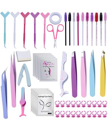 Tweezers Set for Women Facial Hair Stainless Steel Tweezers for Women Lash Extension Kit for Women and Girls (1-76pcs)