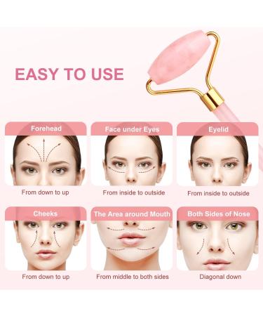 Jade Roller & Rose Quartz Facial Massager Set | Premium Stone Face Roller for Radiant Skin - Buy Online on GoSupps.com