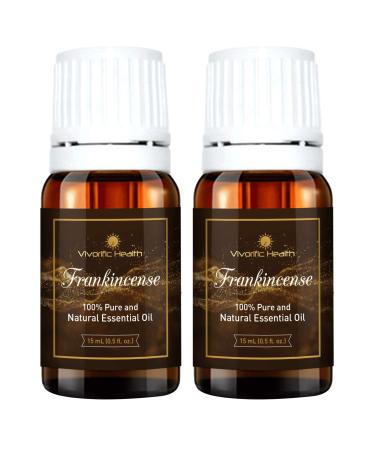 Frankincense Essential Oil (Pack of 2) - 15 ml - Therapeutic Grade 100% Pure and Natural - Great for Immune System Digestion Antiaging Aromatherapy and Much More-Vegan and Kosher Certified