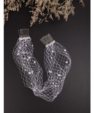 Elegant Beryuan Ladies Fascinator with Veil & Pearls | Bridal Hair Comb & Party Headgear (White) - Buy Online on GoSupps.com