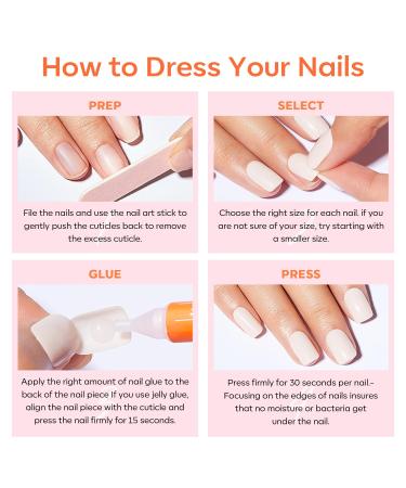 Modelones 32Pcs White Almond Press on Nails - Reusable Fake Nails with Glue Mini File & 16 Sizes | Perfect for Salon-Quality Manicure - Buy Online on GoSupps.com