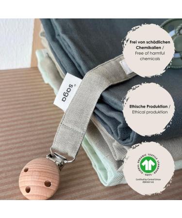 SAGA Copenhagen Pacifier Chain Pala (Almond) | 100% Organic Sustainable & GOTS-Certified | 2x17cm - Buy Online on GoSupps.com