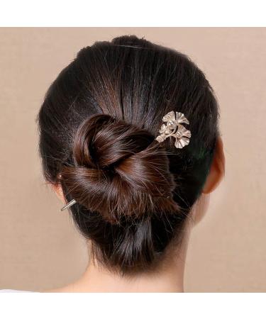 Vintage Ginkgo Leaf Hair Chopsticks - Retro Hairpin Barrette & Hair Stick for Elegant Hair Decor - Buy Online on GoSupps.com