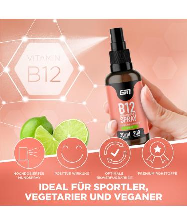 Buy ESN Vitamin B12 Spray 30ml - Lime Flavor | Boost Energy with Vitamin B Complex | International Shipping Available - Buy Online on GoSupps.com