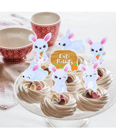 Easter Bunny Cake Decoration Set - 36 Rabbit Cupcake Picks & Kids Birthday Party Decor - Buy Online on GoSupps.com