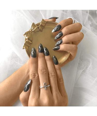 Sethexy Matt Long Black Stiletto Nail Tips - 24pc Acrylic False Fingernails for Women & Girls - Complete Salon Art Design - Buy Online on GoSupps.com