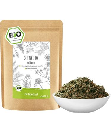 Green Sencha Tea ORGANIC 1000 g I loose and cut I aromatic organic Sencha green tea I 100% natural I bioKontor 1 kg (1 pack)