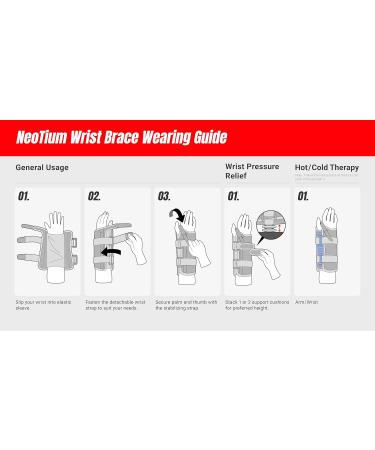 NeoTium Adjustable Wrist Brace for Carpal Tunnel - Night Support with Hot Cold Therapy for Sprains & Arthritis (S/M) - Left & Right Hand - Buy Online on GoSupps.com