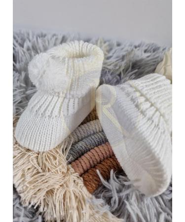 Royal Icon Newborn Baby Booties 0-3 Months - White Pom Pom Bootees RI408 - Buy Online on GoSupps.com