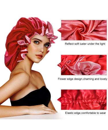 Double Layer Extra Large Silk Bonnet for Women - Red Wine Satin Sleeping Cap for Curly & Natural Hair - Buy Online on GoSupps.com