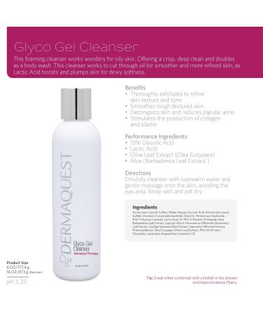 DermaQuest Advanced Therapy Foaming Glyco Gel Cleanser - 15% Glycolic & Lactic Acid for Oily Skin - 6 oz - Buy Online on GoSupps.com