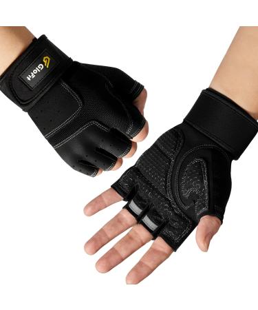 Glofit Fitness gloves for women and men training gloves with wrist support sports gloves for crossfit bodybuilding cycling gym strength training soot black l