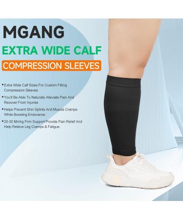 Buy MGANG Plus Size 5XL Calf Compression Sleeves - 20-30mmHg Compression Socks for Pain Relief Swelling & Varicose Veins (2 Pairs) - Unisex Ideal for Travel & Maternity - Black - Buy Online on GoSupps.com