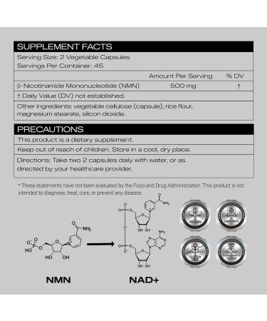PEPAX NMN 500mg Supplement -High Purity Nicotinamide Mononucleotide for NAD+,90 Capsules (45-Day Supply)-Made in USA, cGMP Certified,Cellular Energy, Anti-Aging, DNA Repair & Brain Support - Buy Online on GoSupps.com