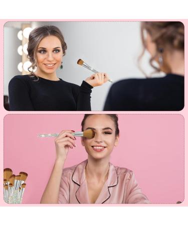 13 Pieces Rhinestone Makeup Brushes Set - Bling Crystal Professional Face & Eye Cosmetics Tools with Holder | Perfect for Liquid Foundation Powder & Concealer (Silver Yellow - Buy Online on GoSupps.com