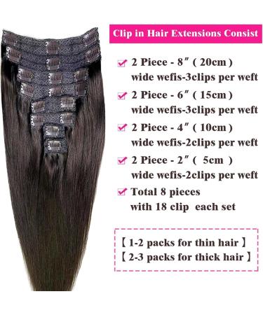 Hair Extensions Clip in Hair Extensions Remy Hair Extensions Straight Clip in Human Hair Color 2 Dark Brown Hair Clip in Extensions for Thin Hair 8 Pieces 120Grams Hair Extensions Natural Human Hair(1 16inches 120g - Buy Online on GoSupps.com
