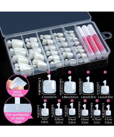 100pcs Natural False Toe Nail Tip Set with Glue - Full Cover Acrylic Fake Toenails for Women & Girls - Includes Cuticle Pusher and Nail File - Buy Online on GoSupps.com