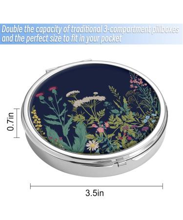 Portable Pill Box Organizer - 7 Compartment Travel Medication Case | Black Flowers Design - Buy Online on GoSupps.com