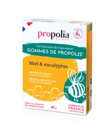 PROPOLIA - Propolis, Honey & Eucalyptus gums - Soothes the throat, clear the nose and freshens breath - Dietary supplement - 100% natural - Made in France - 45g
