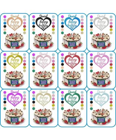Happy Birthday Heart Design Glitter Cake Topper Any Name & Any Age Double Sided Glitter Card Cake Decoration Customised (Green) - Buy Online on GoSupps.com