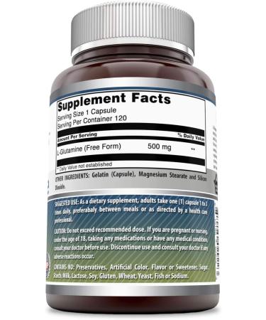 Amazing Formulas L-Glutamine Supplement - Workout Recovery & Immune System Support - 120 Capsules - Buy Online on GoSupps.com