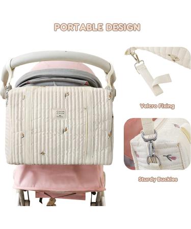 SONARIN Stylish Large Capacity Cotton Baby Changing Bag - Olive | Durable Portable Travel Diaper Bag with 2 Stroller Straps - Buy Online on GoSupps.com