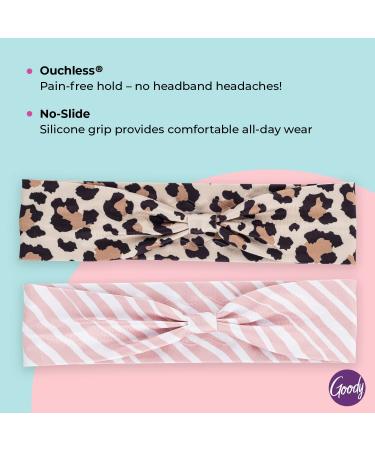 Goody Low Profile Headwraps for Fine Hair - 2 Count Cheetah & Stripe - Pain-Free Stylish Hair Accessories for All - Buy Online on GoSupps.com