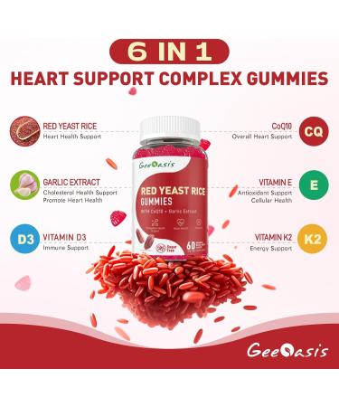 Red Yeast Rice with CoQ10 Gummies Sugar Free Red Yeast Rice Supplement with Odorless Garlic Extract Vitamin E Vitamin D3 & K2 Cholesterol Support & Heart Health Natural Mixed Berry Flavor 60 Ct - Buy Online on GoSupps.com