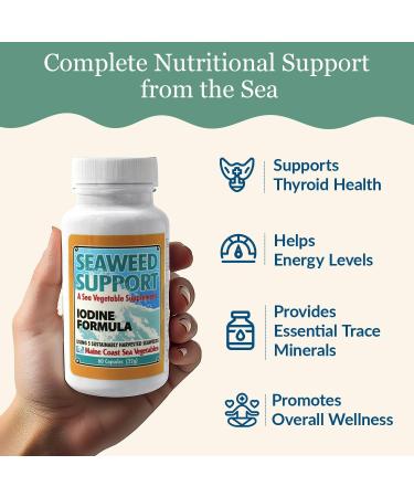 Maine Coast Sea Vegetables Seaweed Support Iodine Formula | Source of Iodine from Seaweed | Daily Use Iodine Supplement | Organic Alaria Rockweed Sea Lettuce Dulse & Bladderwrack blend | 60 Capsule - Buy Online on GoSupps.com