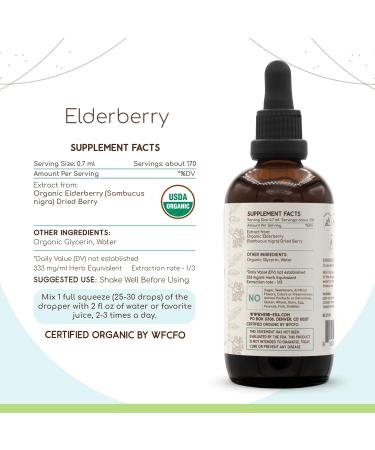 HerbEra Elderberry B120 USDA Organic Tincture | Alcohol-Free Extract High-Potency Herbal Drops | Certified Organic Elderberry (Sambucus Nigra) Dried Berry (4 oz) 4 Fl Oz (Pack of 1) - Buy Online on GoSupps.com