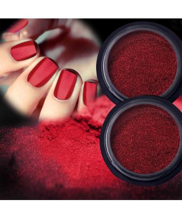 2 Jars Red Chrome Nail Powder Set  Reflective Glitter Metallic Mirror Effect for Nails Art Design 3D Holographic Red Pigment Dust Decorations