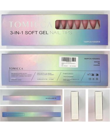 TOMICCA Soft Gel Almond Nail Tips - 180Pcs, Matte Finish, 3-in-1 Base Coat, Pre-Colored Press On Nails - Light Pink Almond - Buy Online on GoSupps.com