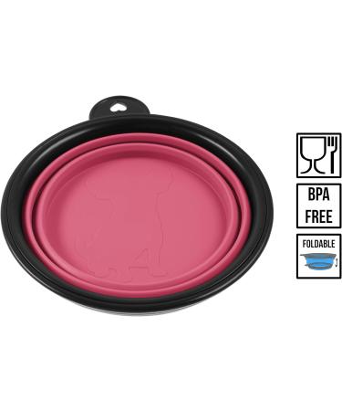 Buy PhoneNatic Foldable Silicone Dog Bowl - Pink Travel Bowl for Dogs & Cats - 350ml with Carabiner - Buy Online on GoSupps.com