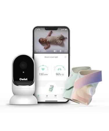 Owlet Monitor Duo - Cam and Smart Sock 3 - Baby Monitor with HD Video Camera - Night Vision and Audio - Track Heart Rate Oxygen and Sleep Trends (0-18 months) - Rainbow Smart Sock 3 + Cam 1 Rainbow