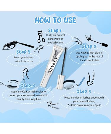 KevKev 10ml Waterproof Eyelash Glue for Lash Clusters & Extensions - Long-Lasting Bond - Includes Lash Brush & Remover Swabs - Clear Lash Adhesive - Buy Online on GoSupps.com
