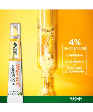 Garnier SkinActive Brightening Eye Cream with Vitamin C for Dull Tired Eyes Vegan Formula with Niacinamide Caffeine and Banana Powder - 2 x 15ml Bottles - Buy Online on GoSupps.com