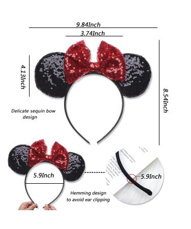 Shiny Sequin Mouse Ears Headband for Women, Girls & Kids - Black Red Glitter Hair Accessories for Princess Parties, Cosplay & Holidays - Cute 1 Pc - Buy Online on GoSupps.com