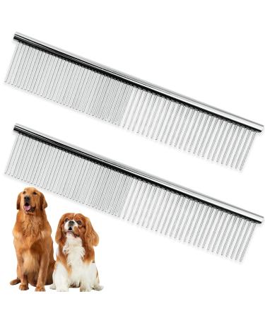 Stainless Steel Pet Grooming Comb 19 x 3.5 cm Rounded Teeth Dog Comb Greyhound Comb Grooming Tools for Large Medium and Small Dogs Cats Horse